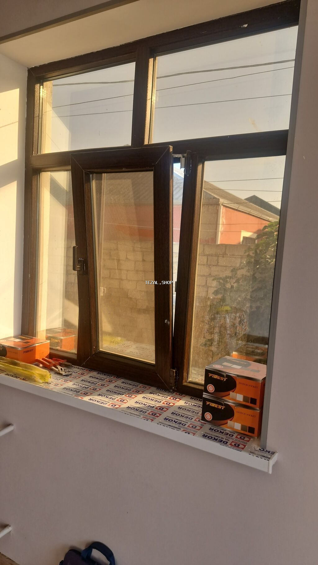 PVC pəncərə – qapqaranlıq (wenge) rəngli profil, ikiqat şüşə paket - - şəkil 2