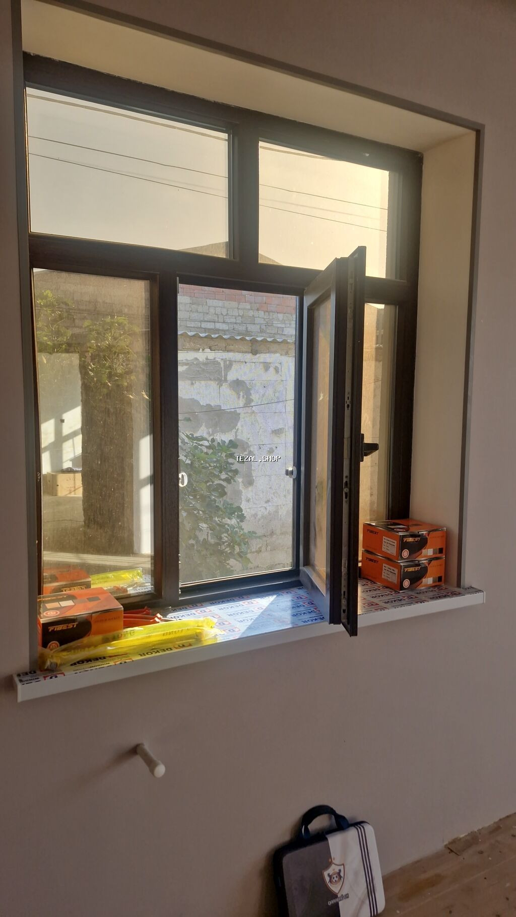 PVC pəncərə – qapqaranlıq (wenge) rəngli profil, ikiqat şüşə paket - - şəkil 3