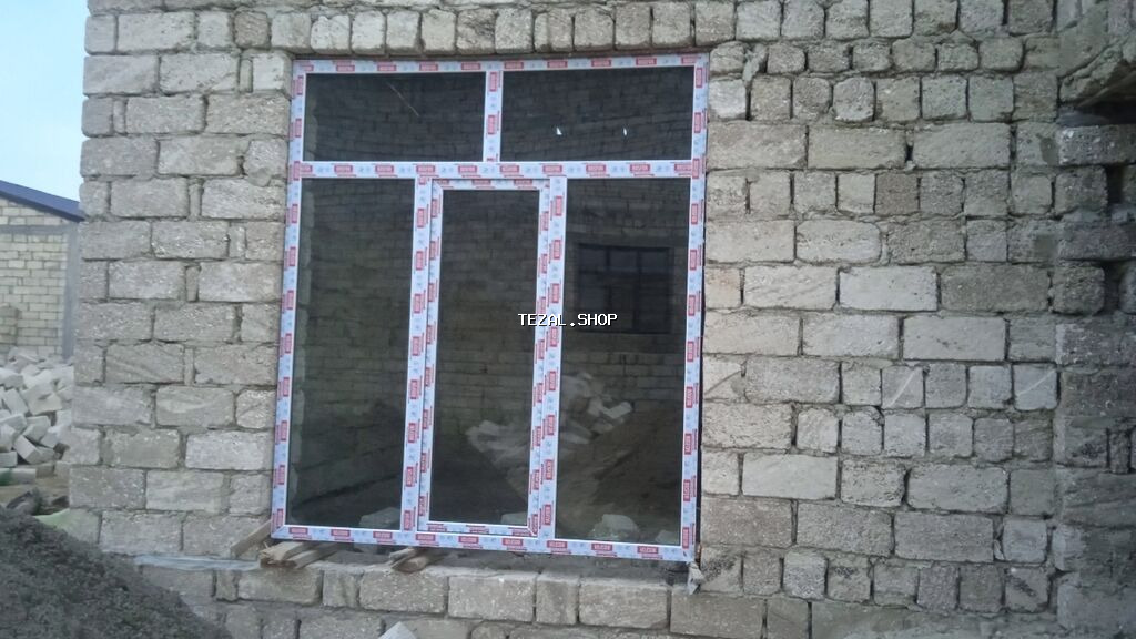 Yeni İkiqat şüşə paketi Plastik pəncərə, Еni: 140 sm, Uzunluğu: 160 sm, Pulsuz quraşdırma