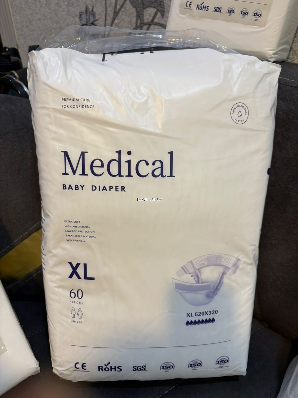 Razmer L 10dene. Xl razmer uşaqlar üçün 60 dənə pampers. Mələfə hər - şəkil 2
