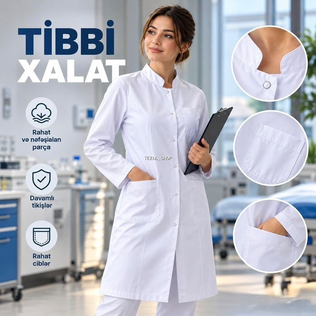 Tibbi xalat - Rahat və nəfəsalan parça: uzunmüddətli iş saatlarında