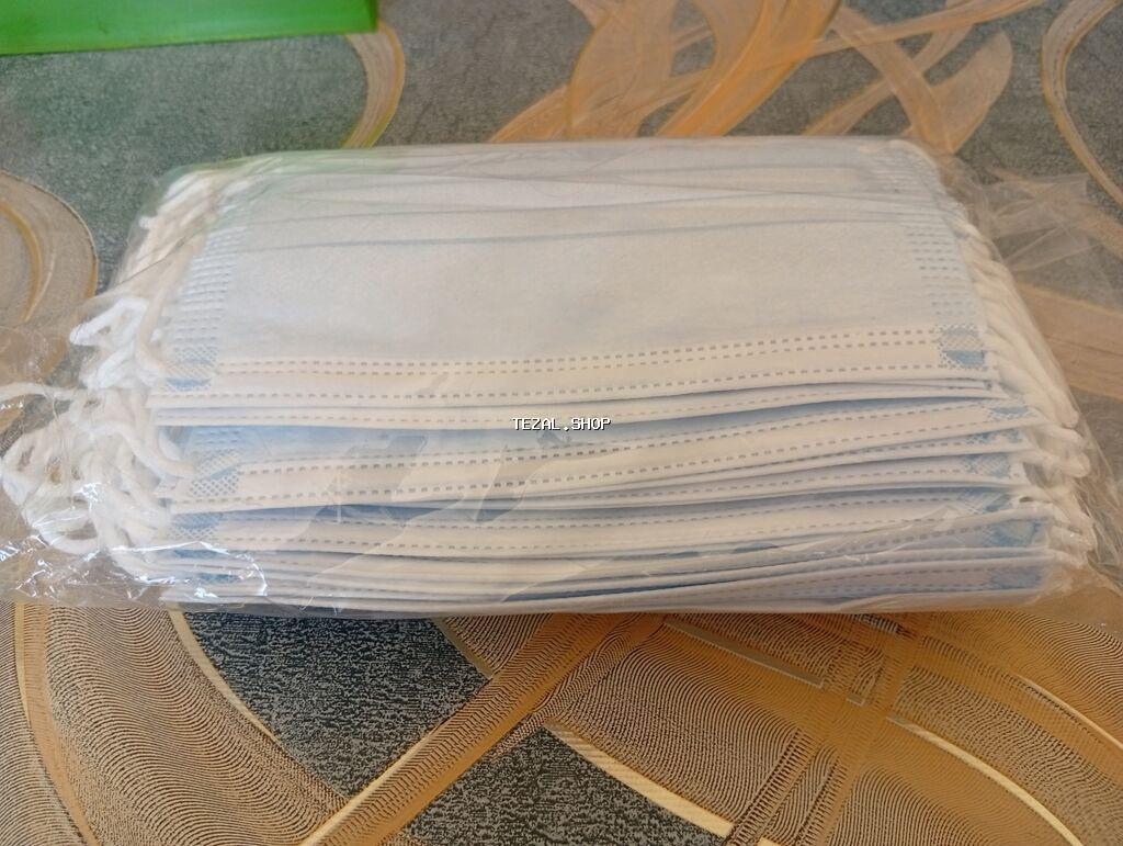 Birdəfəlik üçqat tibbi maskalar – paket şəklində. - Rəng: açıq