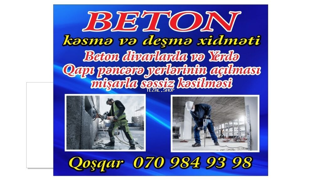 Beton panel qubik kerpic deşmek ve kesmek sökmek işlerini görilmesi - şəkil 3