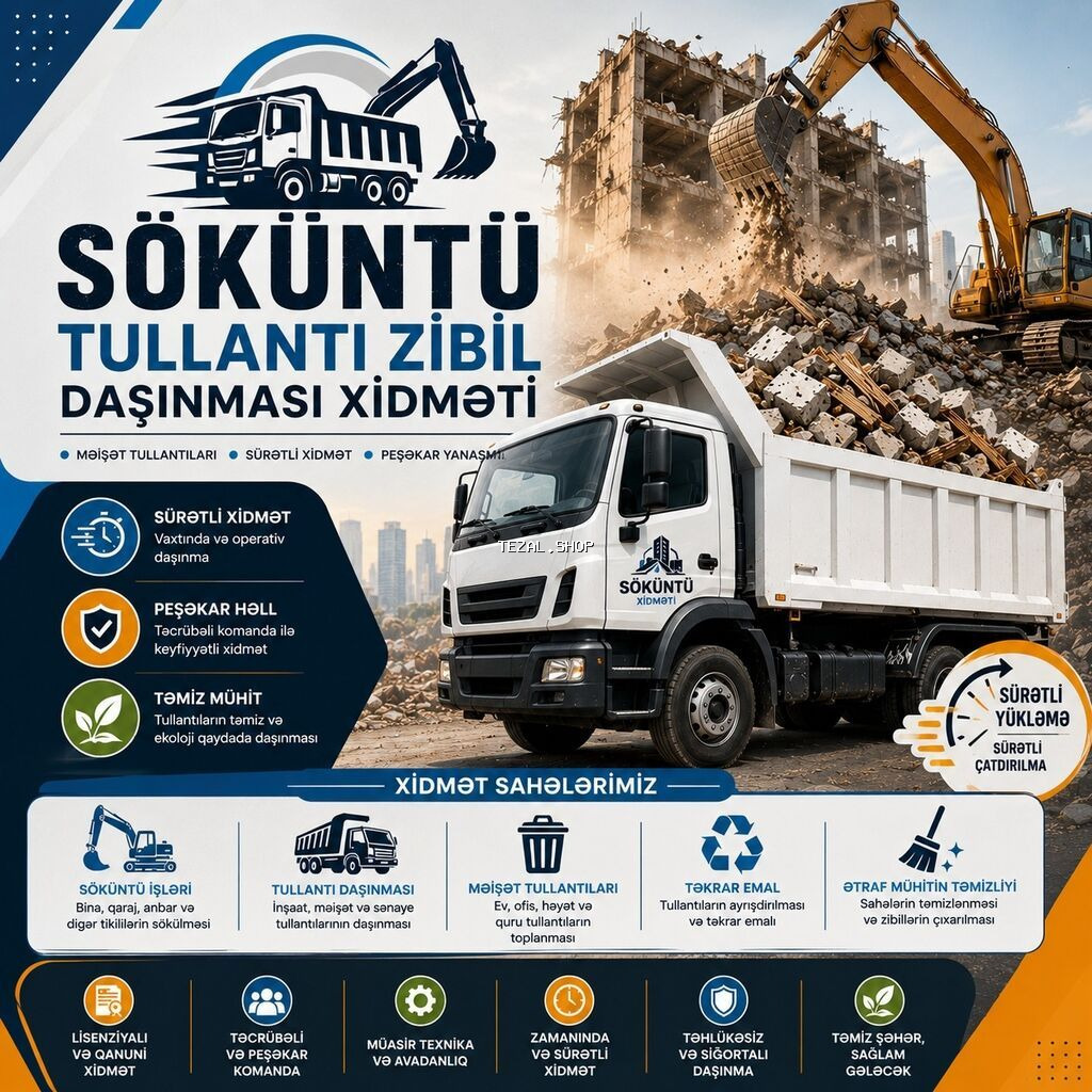 Söküntü və tullantı zibilinin daşınması xidməti - Söküntü işlərindən - şəkil 2
