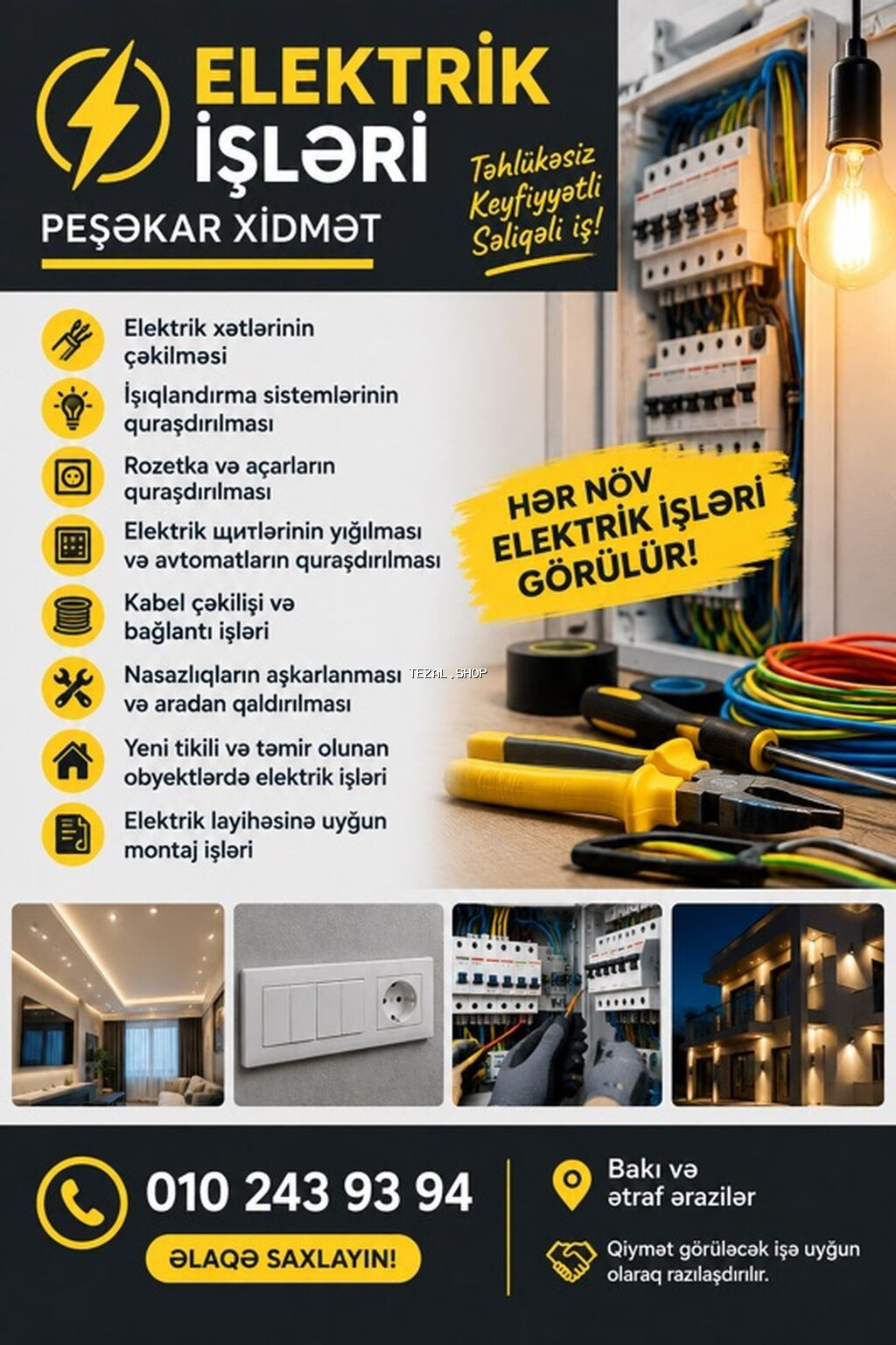 Peşəkar elektrik xidməti - Elektrik xətlərinin çəkilməsi -