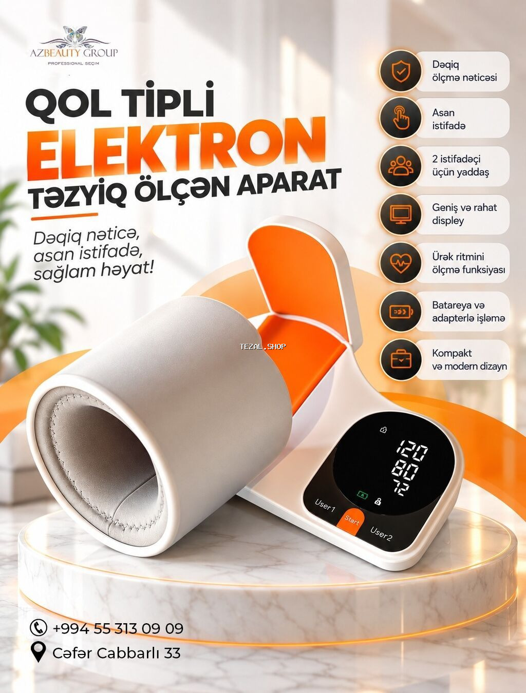 Qol tipli elektron təzyiq ölçən yenidir istifadə olunmayib