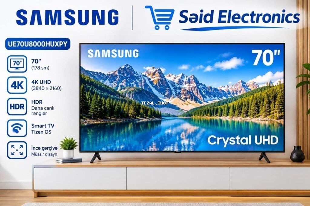 Televizor Samsung UE70U8000HUXPY ✅Televizor növü : Led ✅Əməliyyat
