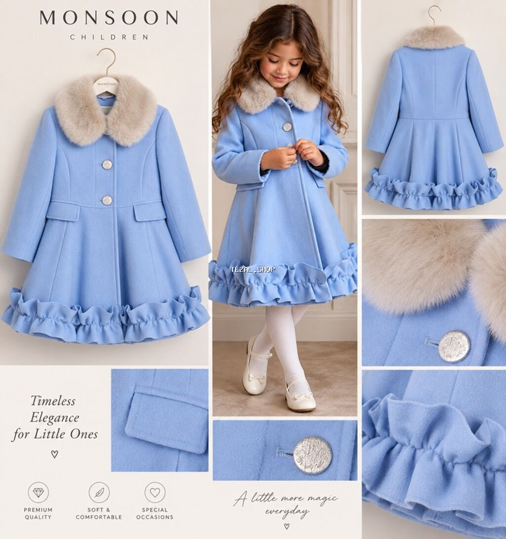 Monsoon Children qız uşaqları üçün zərif palto 4-5 yaş - Rəng: açıq