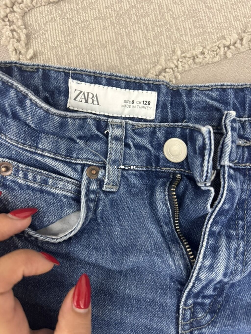 ZARA uşaq cins şalvarı - Model: düz kəsimli, klasik 5 ciblə - Rəng - şəkil 3
