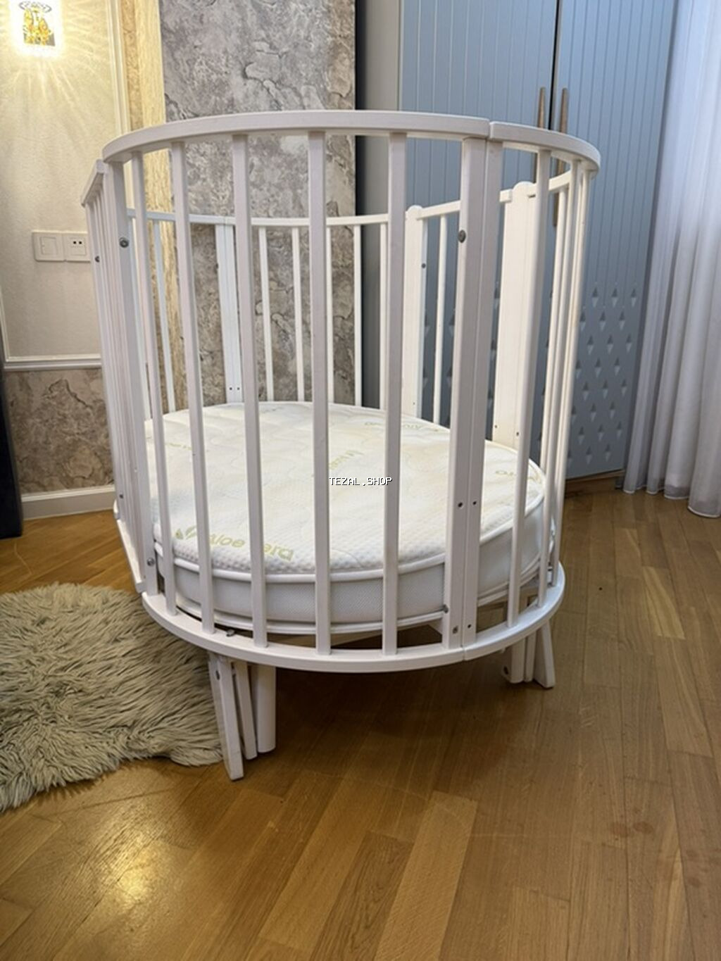 Oğlan və qız üçün, İşlənmiş, Yumru, Beşik, Dəstsiz, Matras ilə, Yellənmə mexanizmsiz - şəkil 5