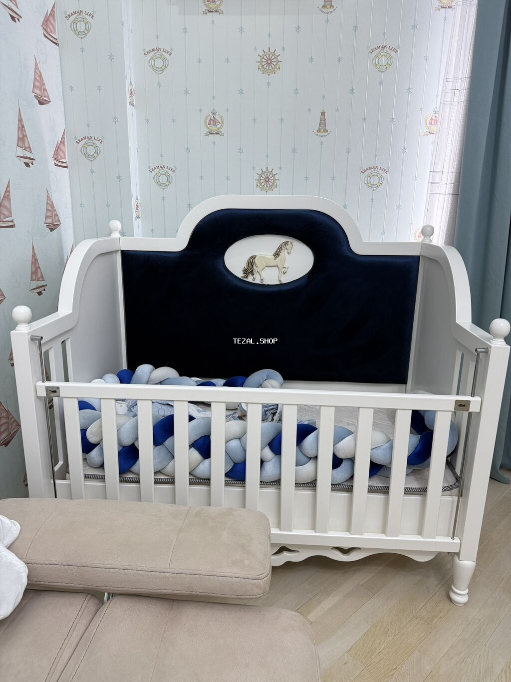 Oğlan üçün, İşlənmiş, Dördbucaq, Beşik, Dəst ilə, Matras ilə, Yellənmə mexanizmsiz - şəkil 2