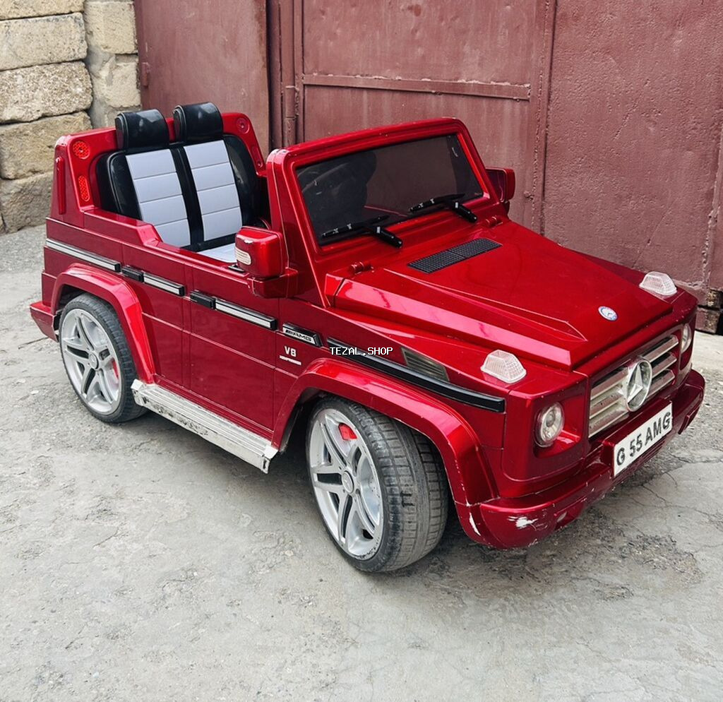 Uşaq üçün elektrikli maşın – G-class üslubunda, qırmızı metalik rəng