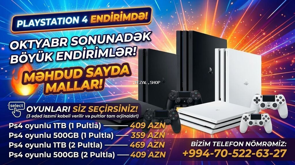 PlayStation 4 oyun konsolları – endirim kampaniyası Əlaqə nömrəsi