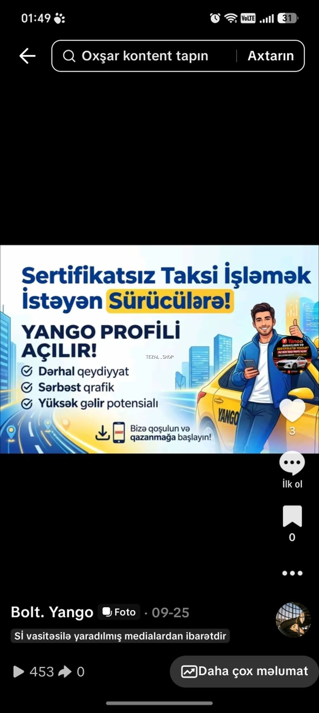 Taksi sürücüsü tələb olunur, İşəmuzd ödəniş, Təcrübəsiz