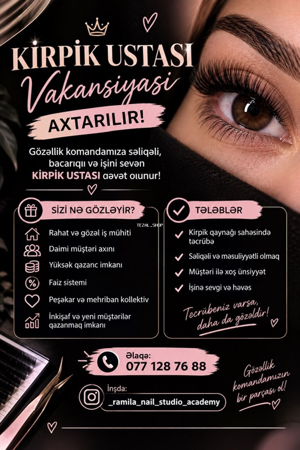 Kiprik ustası vakansiyası Gözəllik komandamıza səliqəli, bacarıqlı və