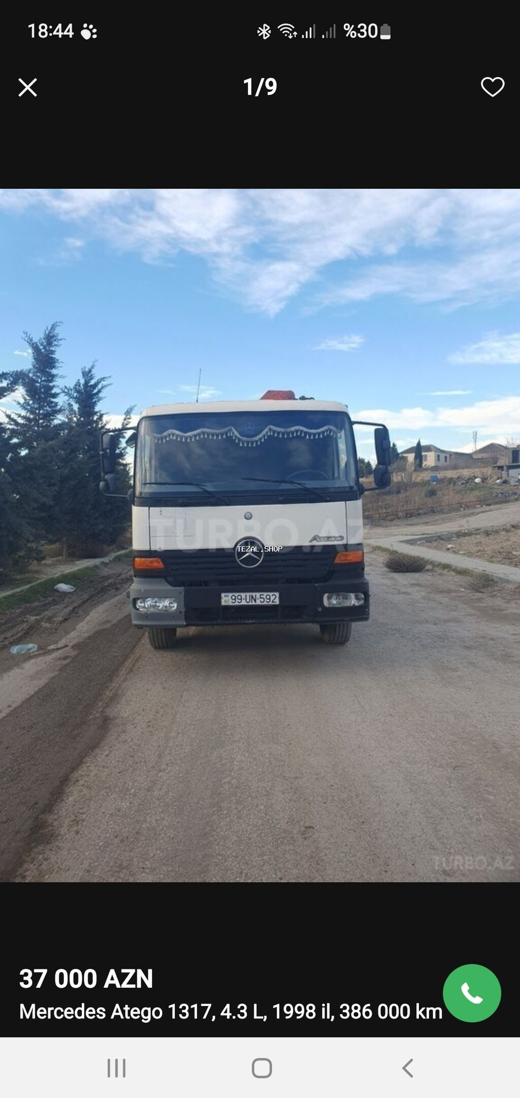 Mercedes-Benz Atego 1317 yük maşını - İl: 1998 - Mühərrik: 4.3 L