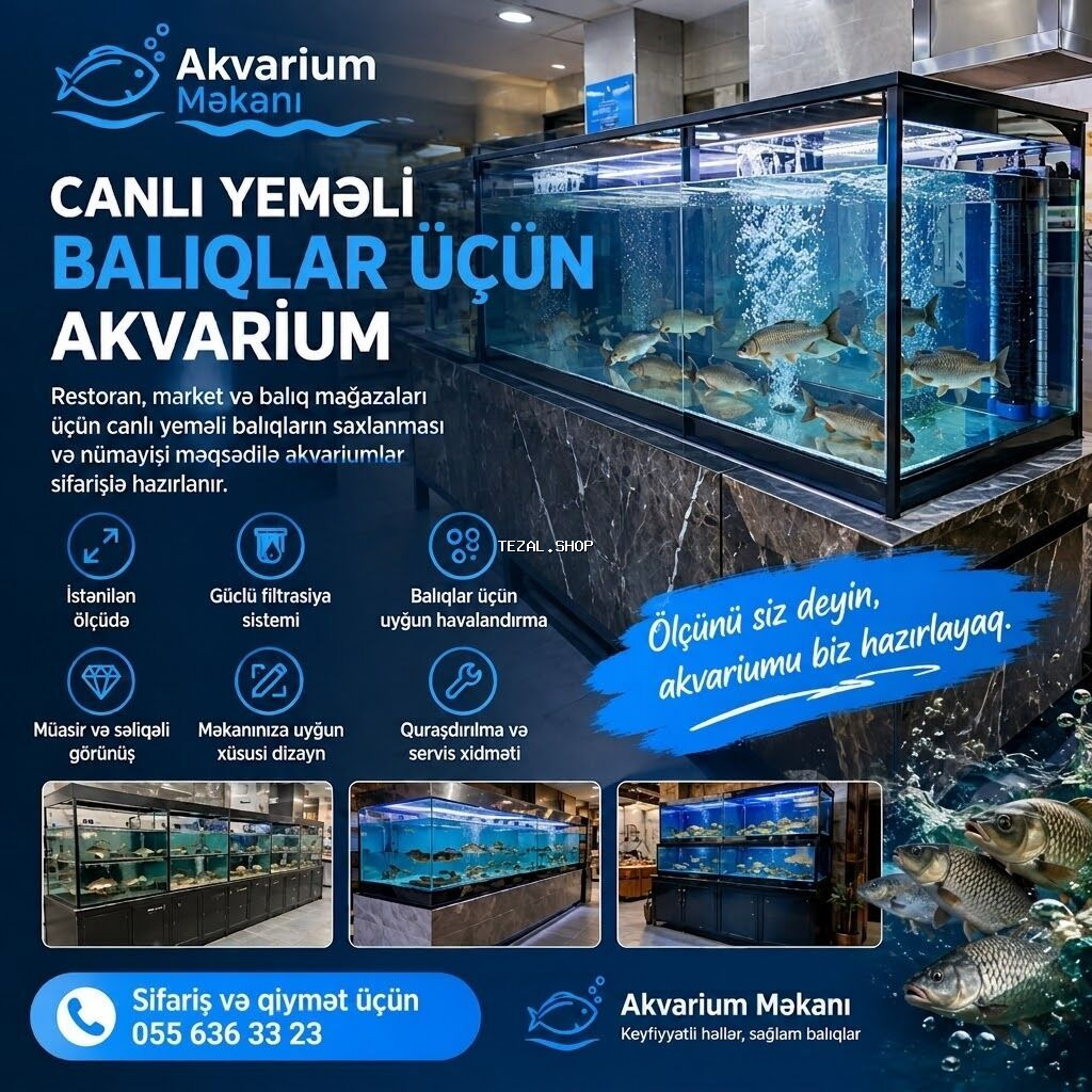 Canlı yeməli balıqlar üçün peşəkar akvarium sistemləri Restoran