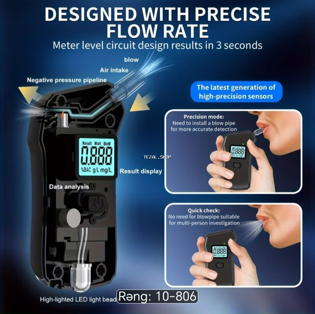 Portativ alkoqol ölçən cihaz (breathalyzer). Cihaz nəfəs vasitəsilə