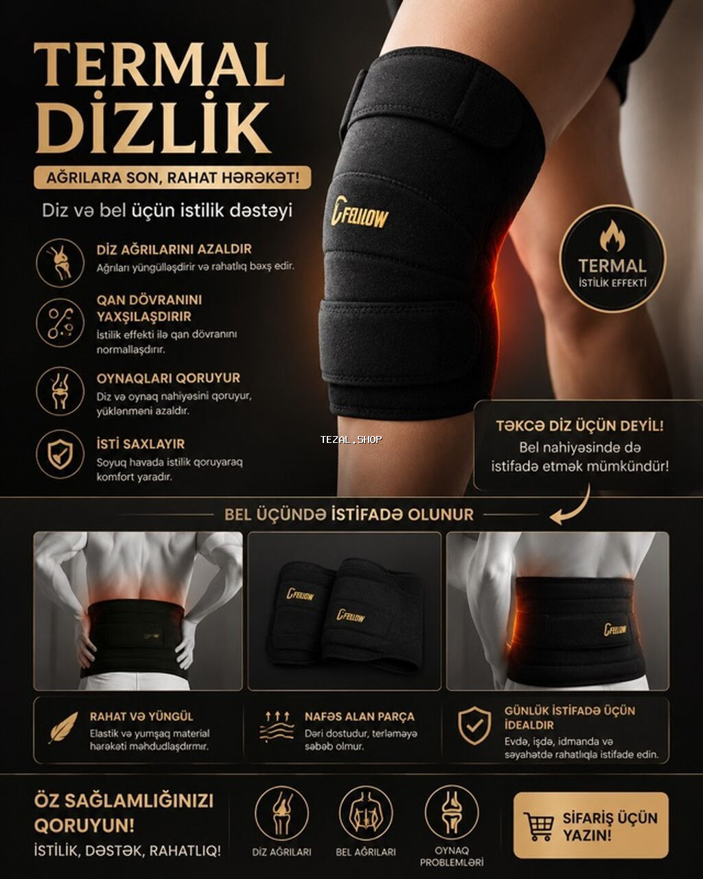 ✨ FOHOW Biofaradik Termal Bel Kəməri ✨ Bel nahiyəsinə istilik və - şəkil 2
