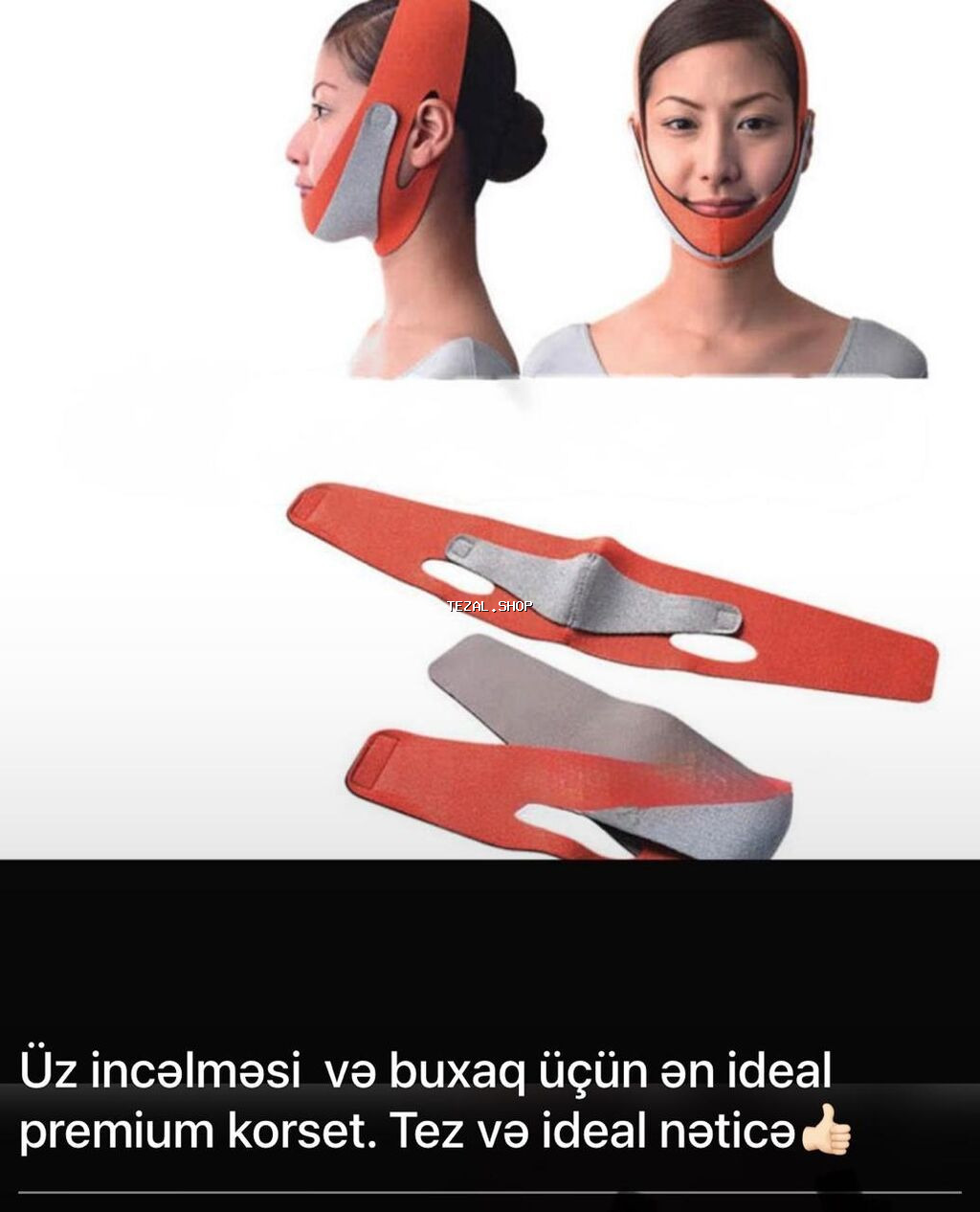 V-şəkilli üz üçün elastik bandaj - Məqsəd: çənə və yanaq xəttini