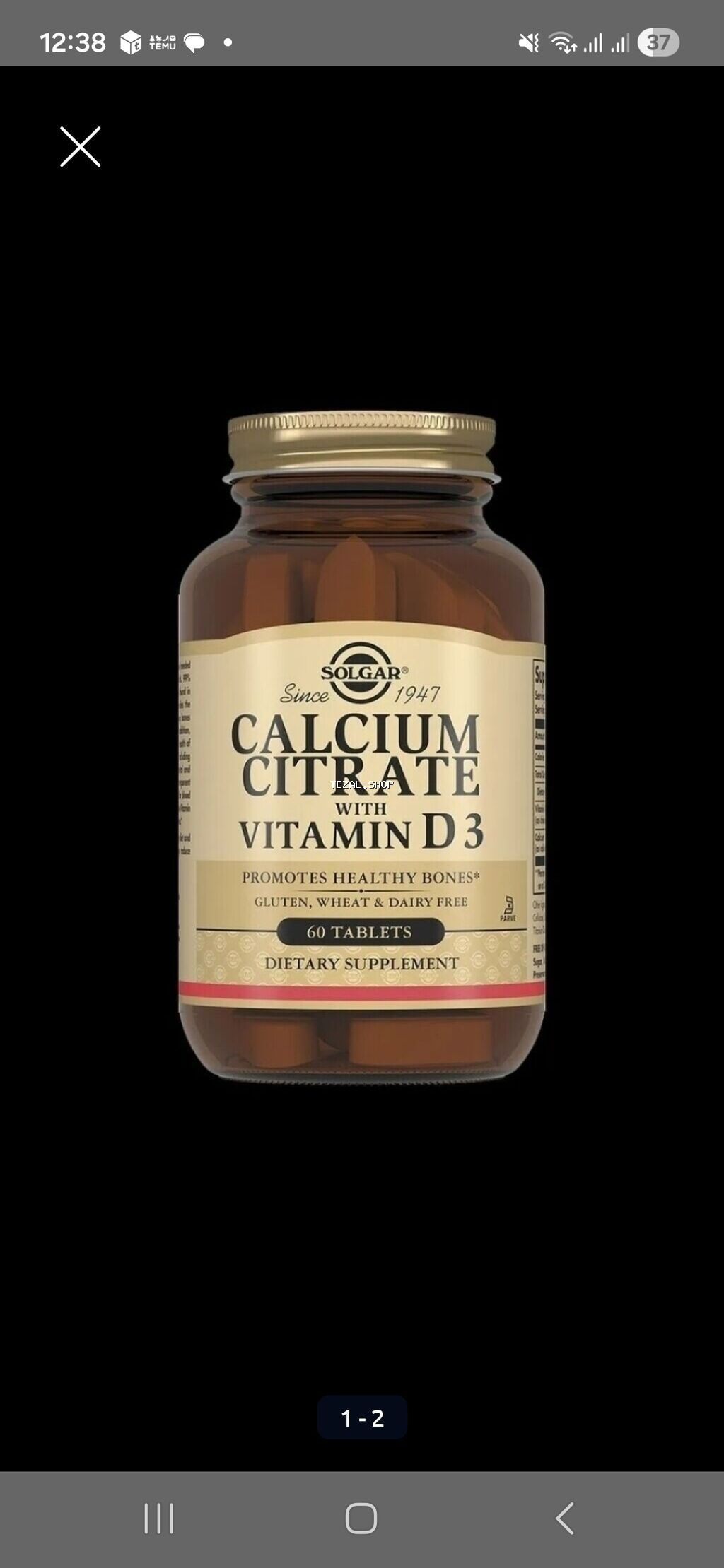 Solgar Calcium Citrate with Vitamin D3 – 60 tablet. - Tərkib: Kalsium