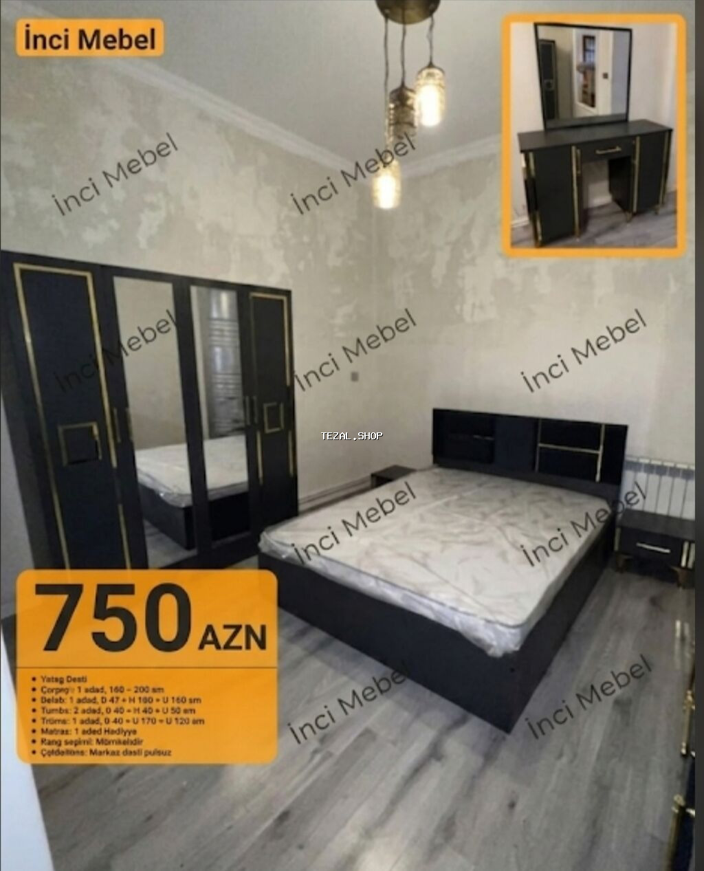 İkinəfərlik çarpayı, Dolab, Termo, 2 tumba, Azərbaycan, Yeni - şəkil 4