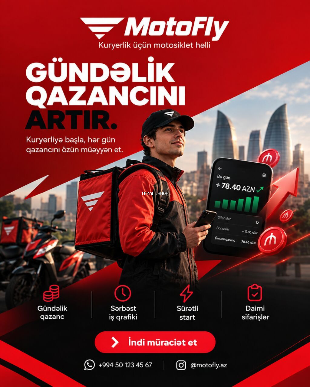 Moto-kuryer tələb olunur