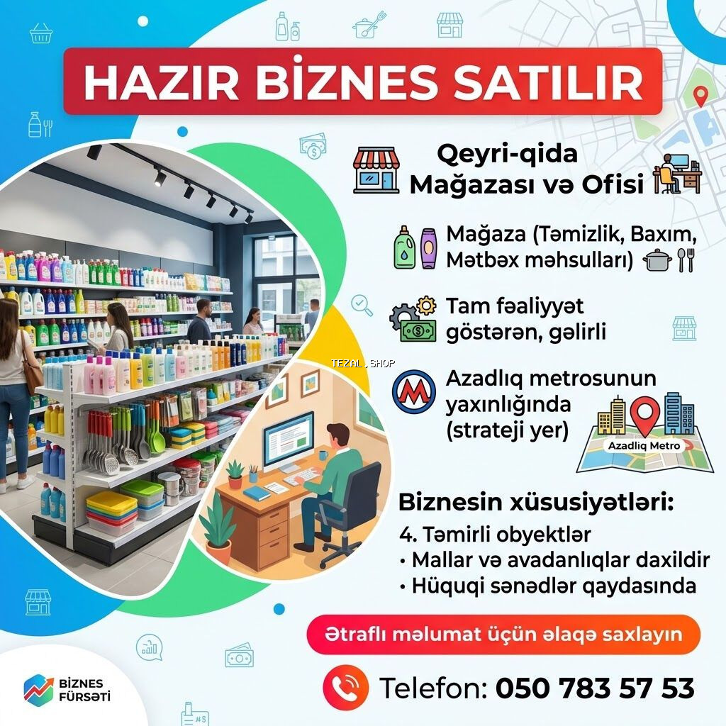 Hazır fəaliyyət göstərən qeyri-qida mağazası və ofis satılır. Profil - şəkil 2