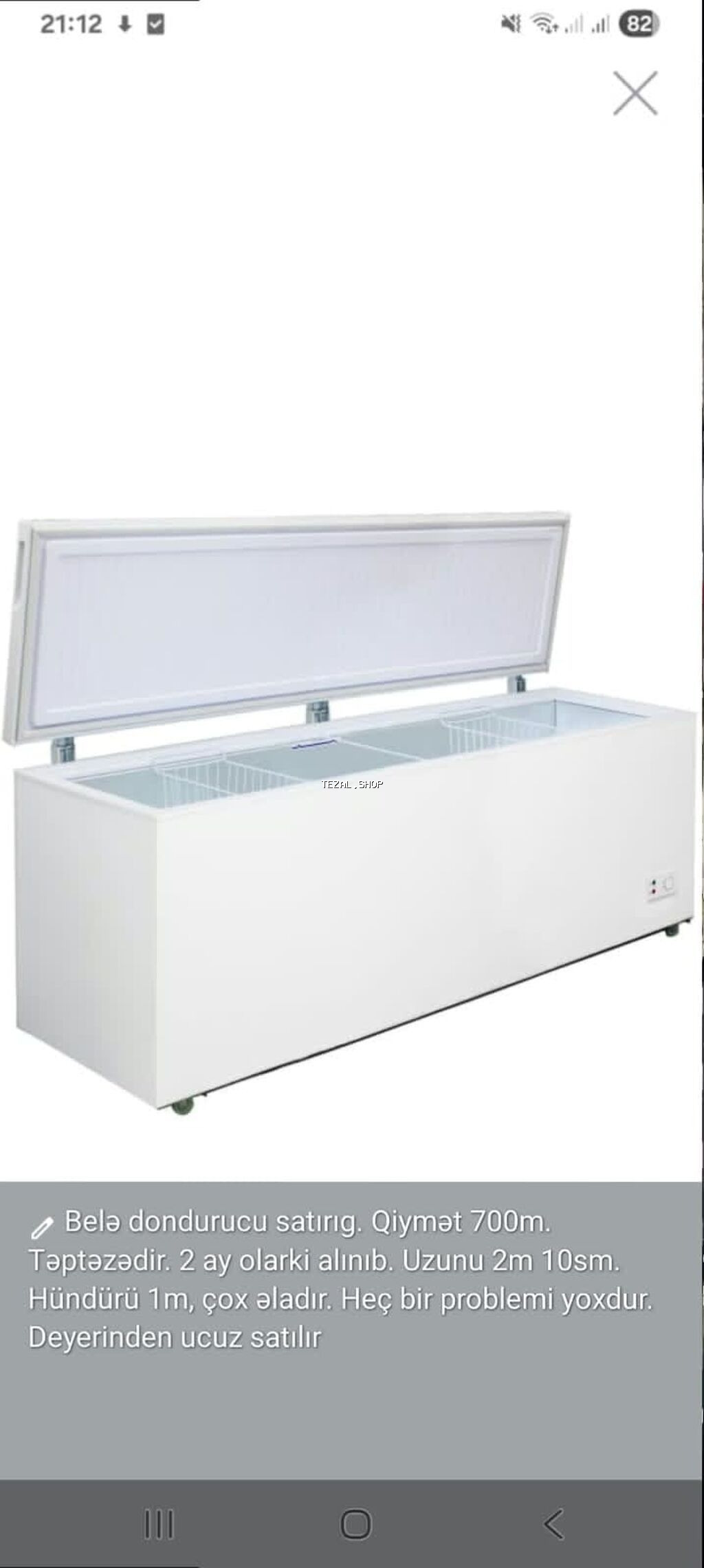 Dondurucu satılır. Qiymət 700m. Təptəzədir. 2 ay olarki alınıb. Uzunu
