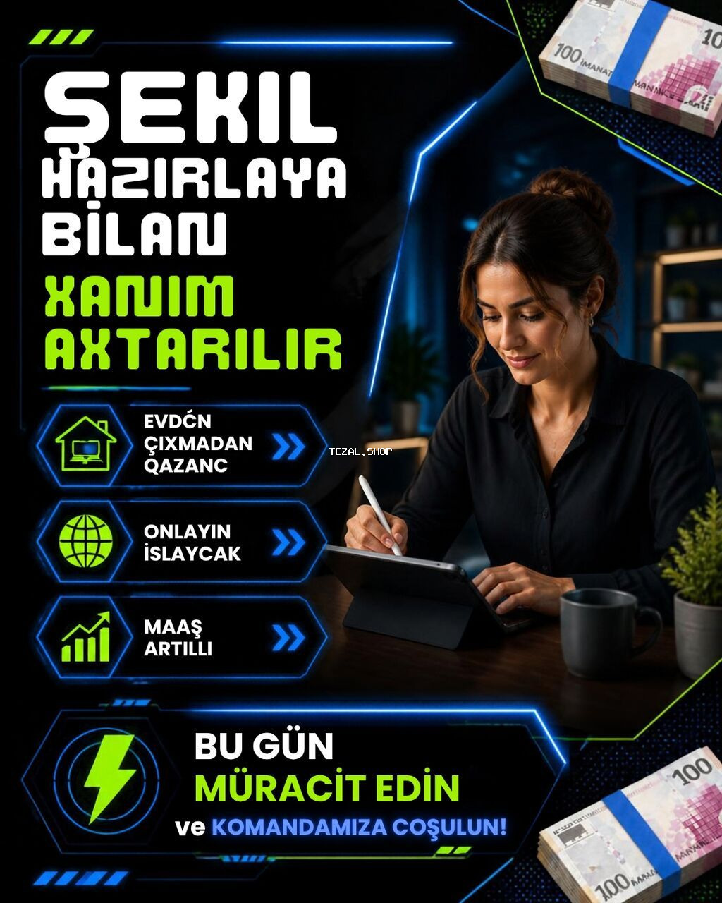 Vakansiya: Şəkil hazırlaya bilən xanım axtarılır Whatsapp Nomremiz +7