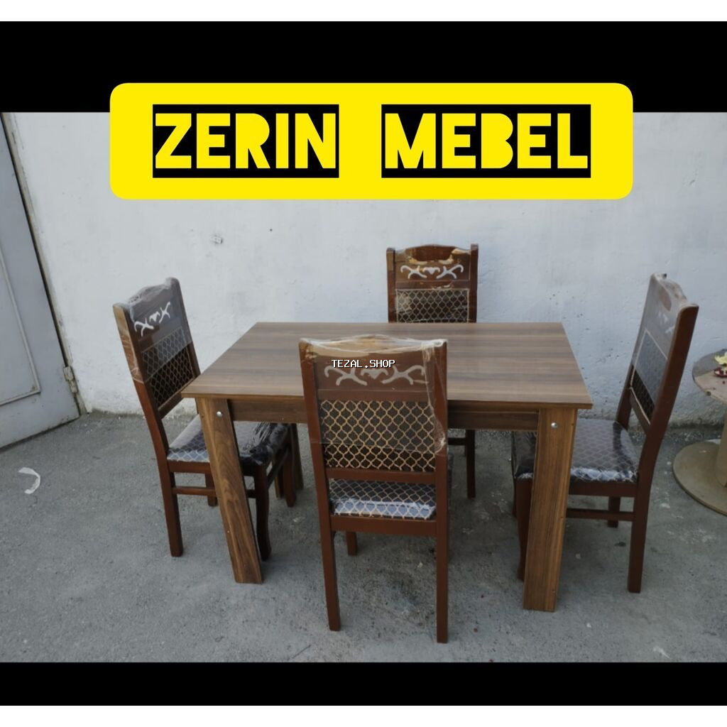 Qonaq otağı üçün, Yeni, Açılmayan, Dördbucaq masa, 4 stul
