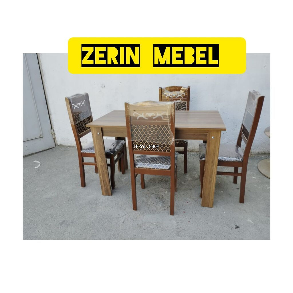 Qonaq otağı üçün, Yeni, Açılmayan, Dördbucaq masa, 4 stul - şəkil 3