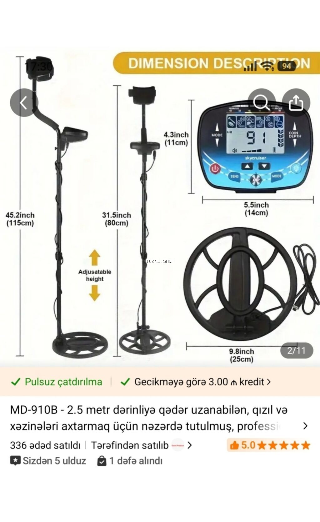 MD-910B metal detektoru - 5 iş rejimi: Full Metal, DISC (arzuolunmaz Masazır — TezAl.shop