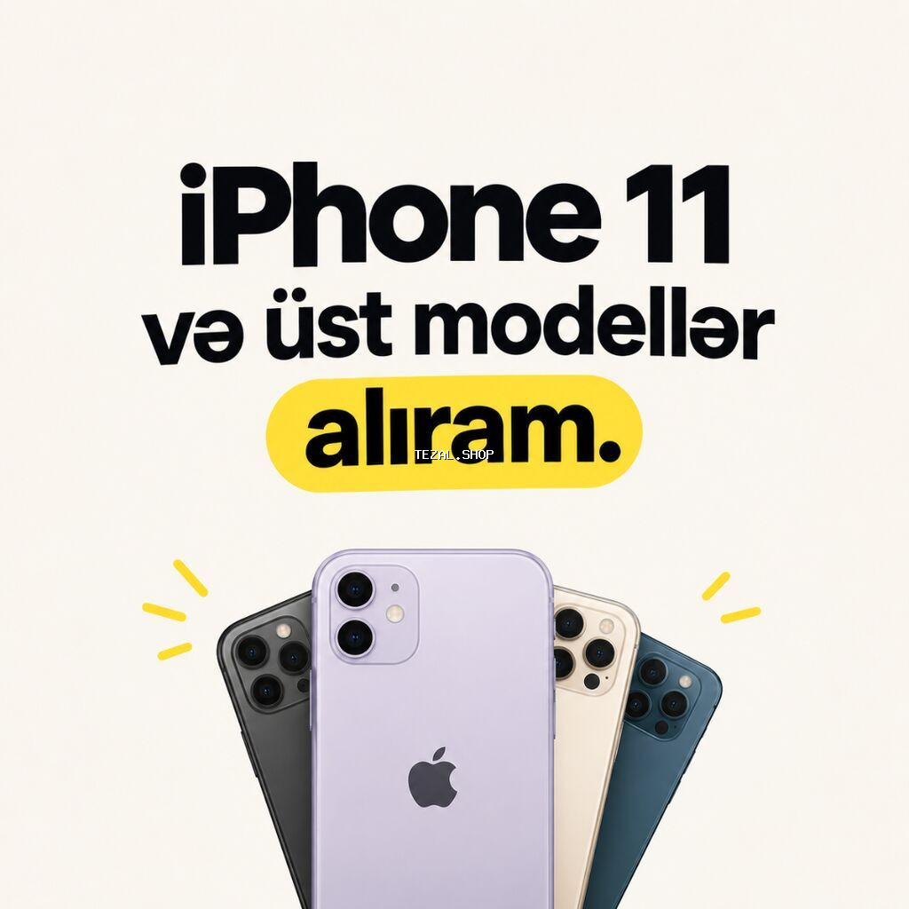 İphone 11 və üst modellər alıram. Ekranı çat, sim card yeri xarab