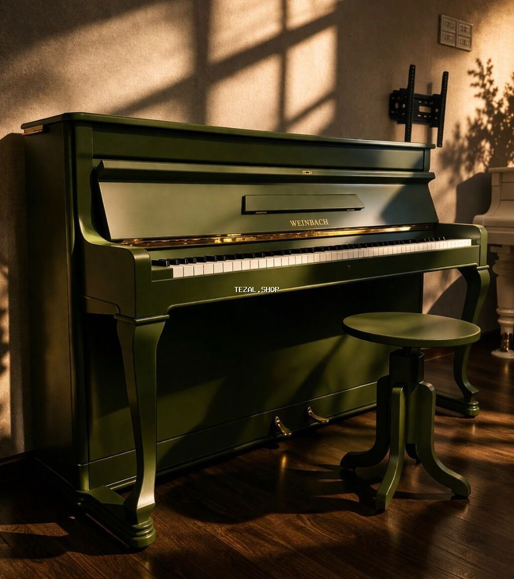 WEINBACH şaquli piano – zərif klassik dizayn, zeytun-yaşıl rəngdə Digah — TezAl.shop
