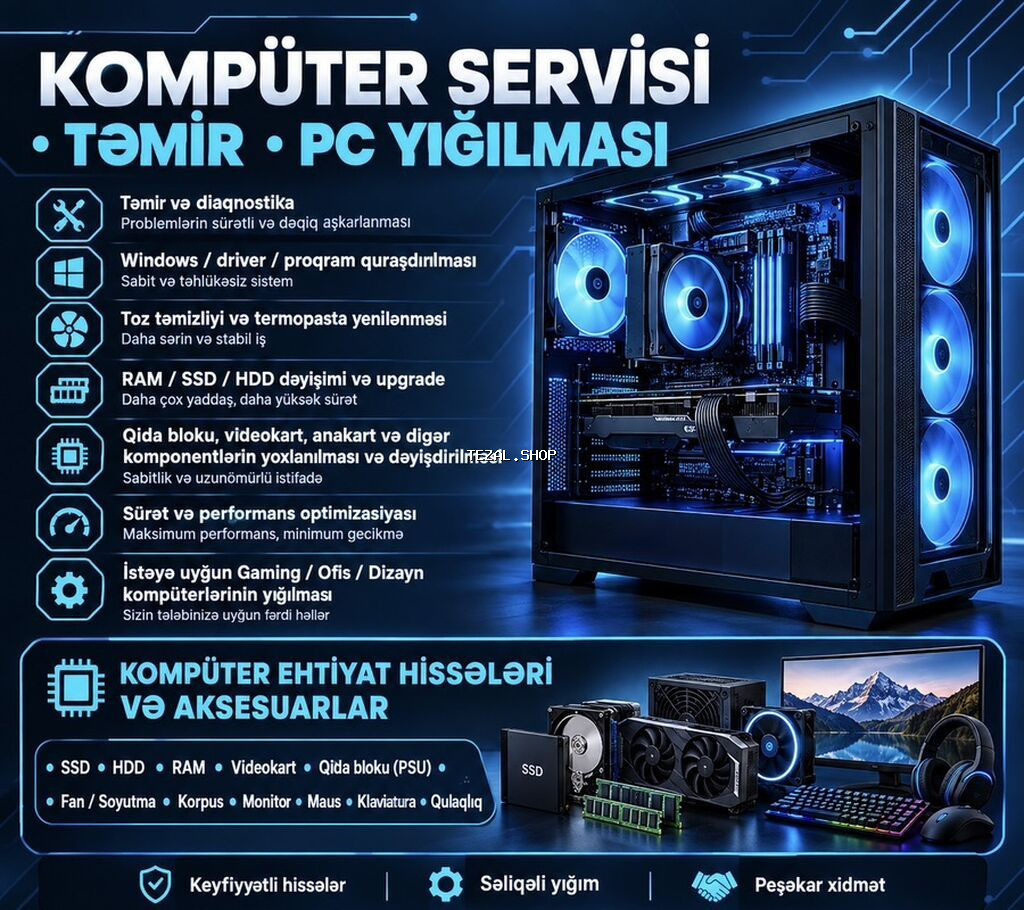 Komputer servisi • Təmir • PC yığılması Xidmətlər: - Sürətli