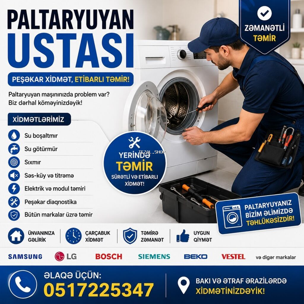Paltaryuyan ustası – peşəkar xidmət, etibarlı təmir Xidmətlər: - Su