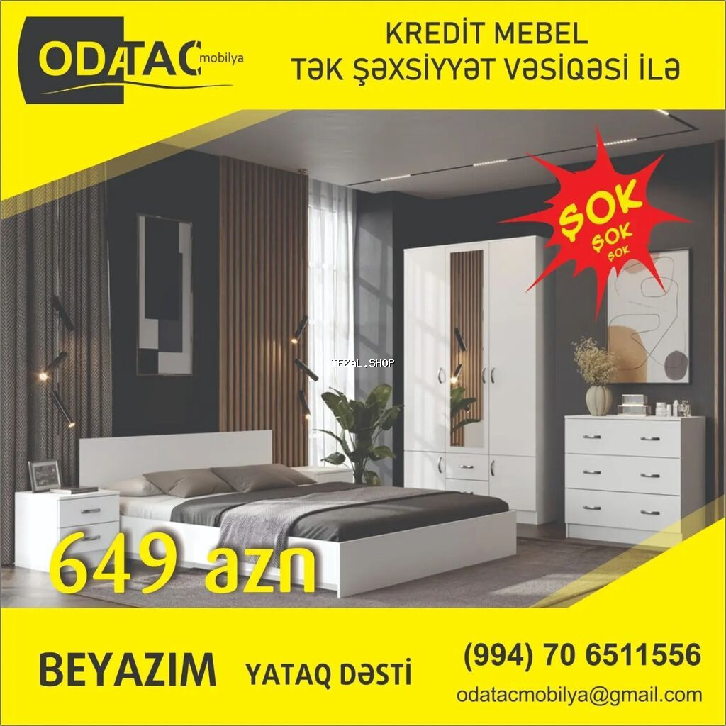 İkinəfərlik çarpayı, Dolab, Komod, 2 tumba, Azərbaycan, Yeni Digah — TezAl.shop