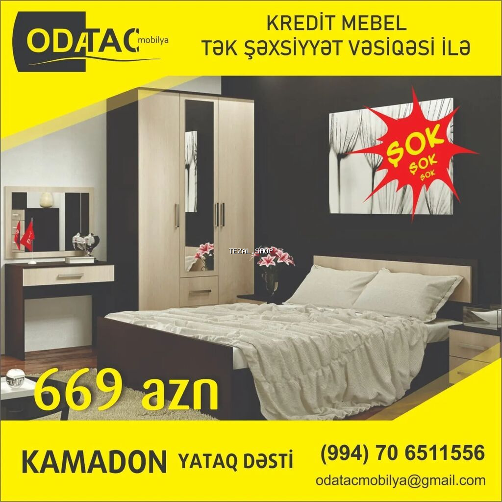 İkinəfərlik çarpayı, Dolab, Komod, 2 tumba, Azərbaycan, Yeni - şəkil 2