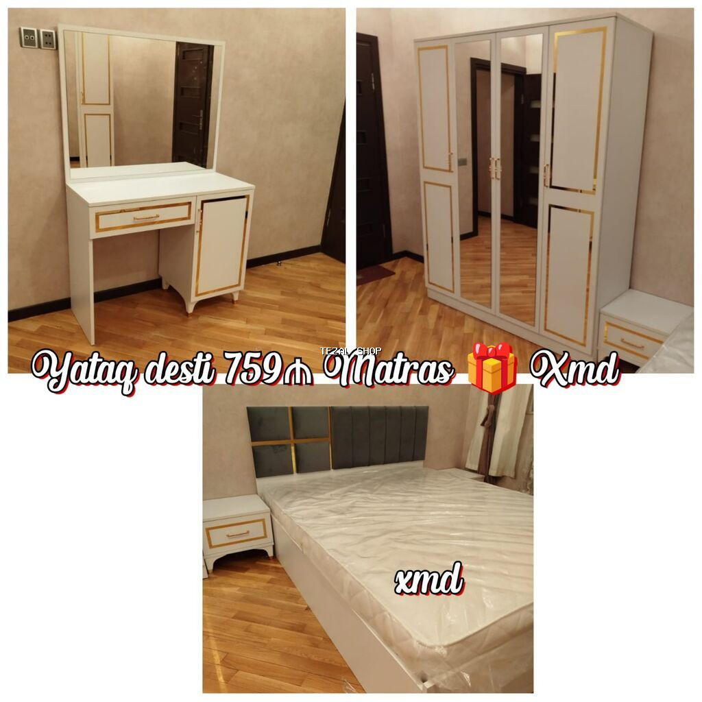 Yataq otağı dəstləri – Müxtəlif modellər və rənglər 1) ALTUN dəsti