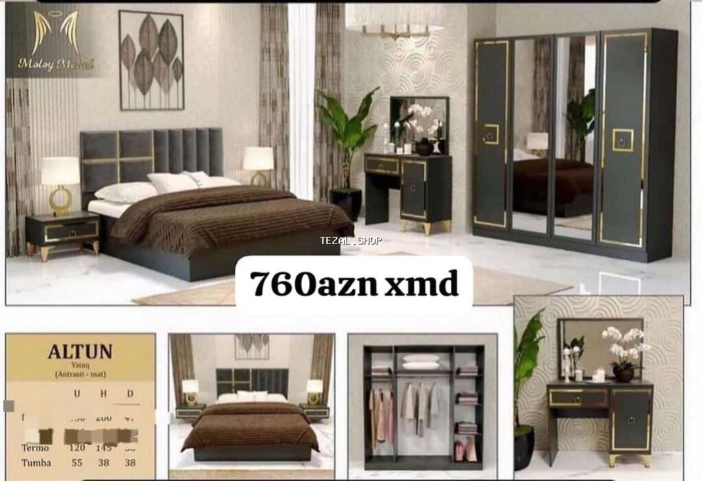 Yataq otağı dəstləri – Müxtəlif modellər və rənglər 1) ALTUN dəsti - şəkil 3