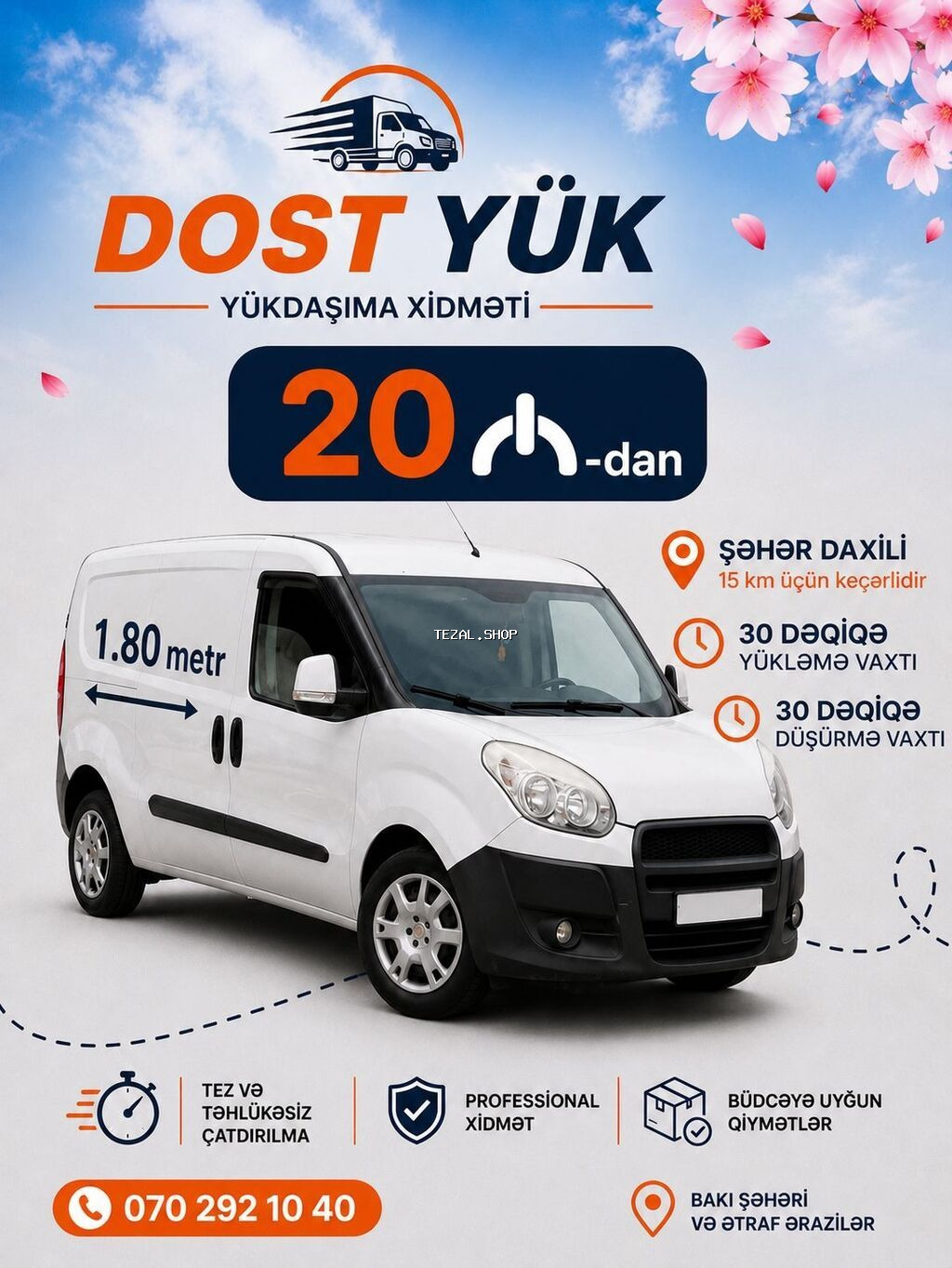 DOST YÜK – yükdaşıma xidməti Xidmətlər: - Ev əşyalarının daşınması -