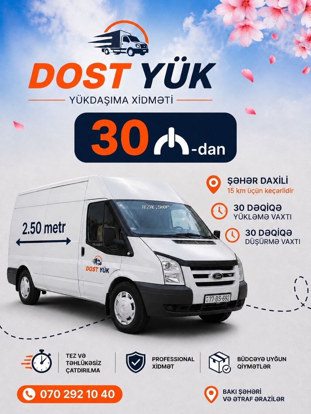DOST YÜK – yükdaşıma xidməti Xidmətlər: - Ev əşyalarının daşınması - - şəkil 2