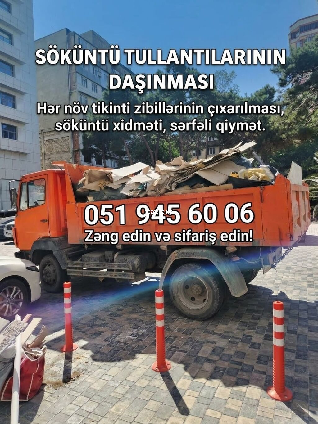 Söküntü və hər növ tullantıların daşınması xidməti - Tikinti