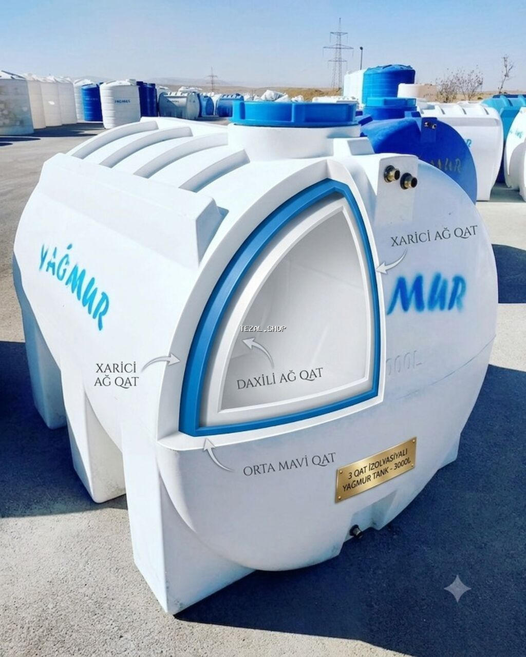 Bak, Plastik, 3000 l l, Yeni, Pulsuz çatdırılma, Rayonlara çatdırılma
