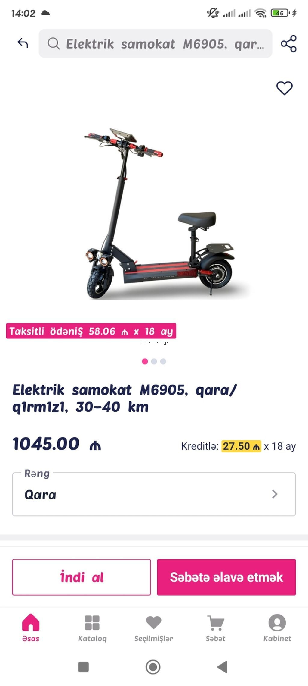 Elektrik samokat M6905 – qara sari, 30–40 km yürüş. Xüsusiyyətlər: - Bakı — TezAl.shop