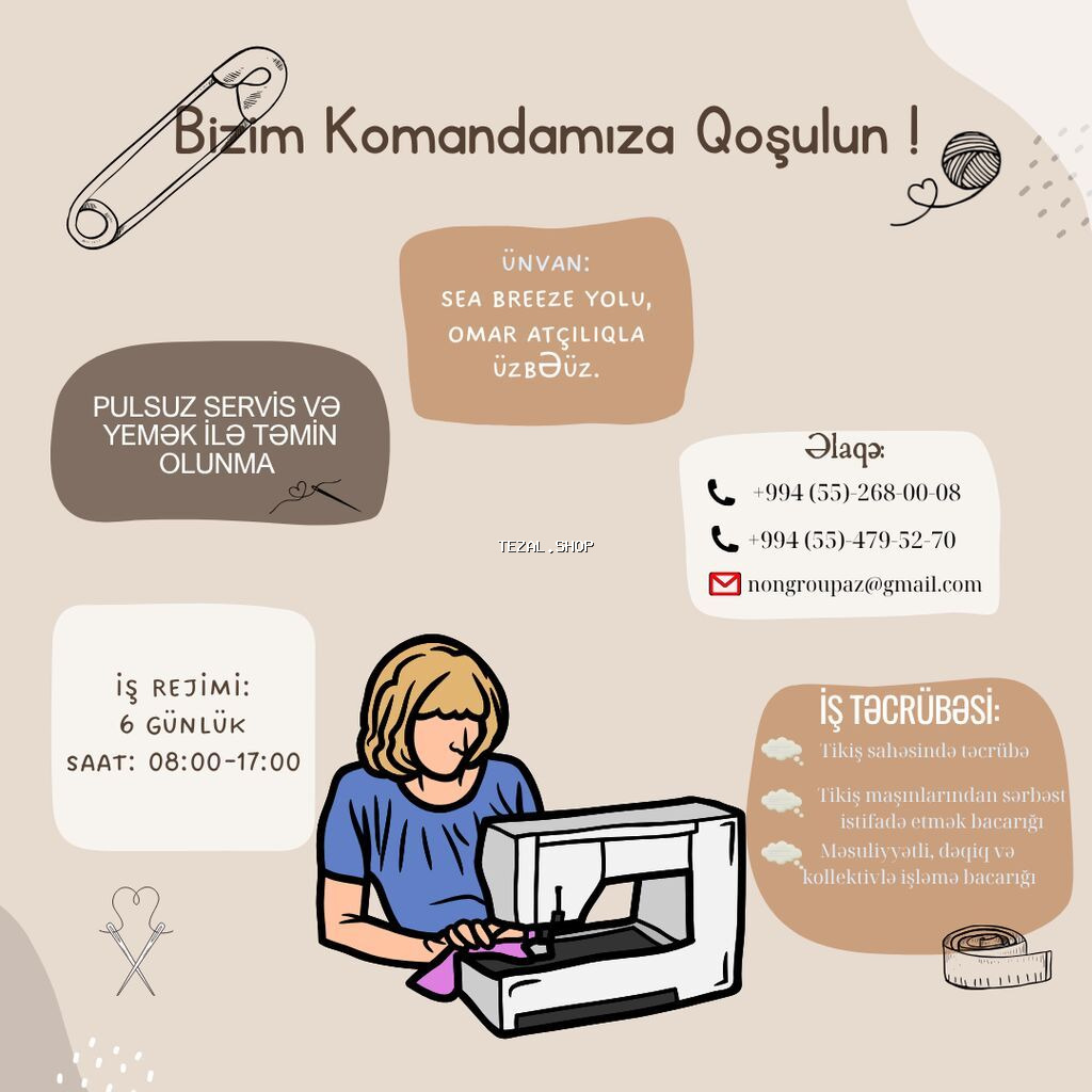 Hal-hazırda hələ də davam edən boş tikişçi/dərzi vakansiyalarımız