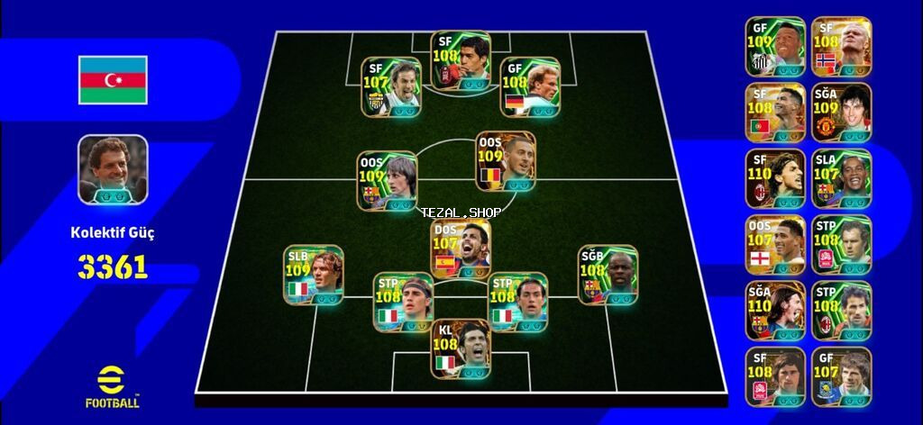 EFootball hesabı – yüksək reytinqli komanda və zəngin kart