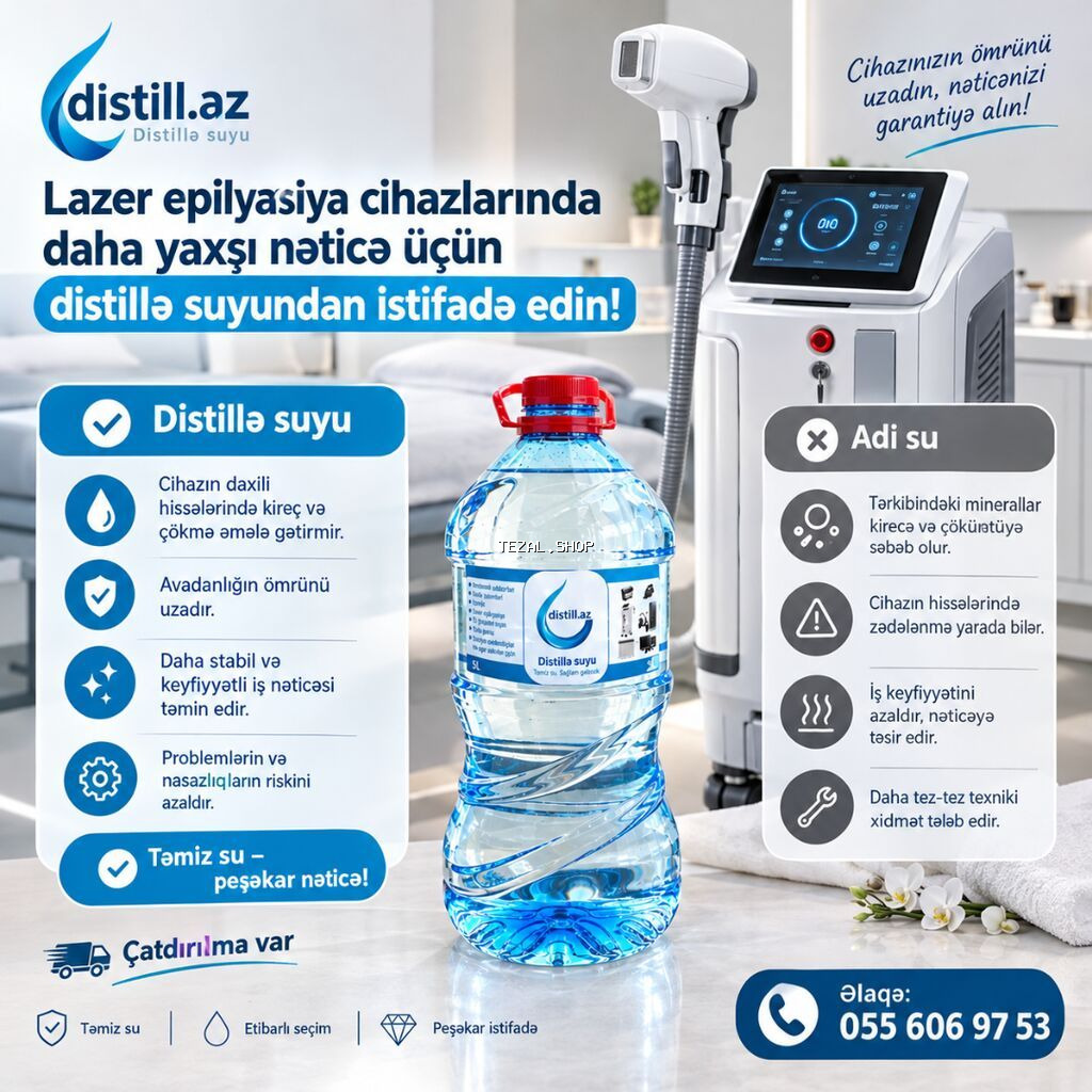 Məhsul: Distill.az – Distillə suyu (5 L) Təsvir: - Lazer epilyasiya