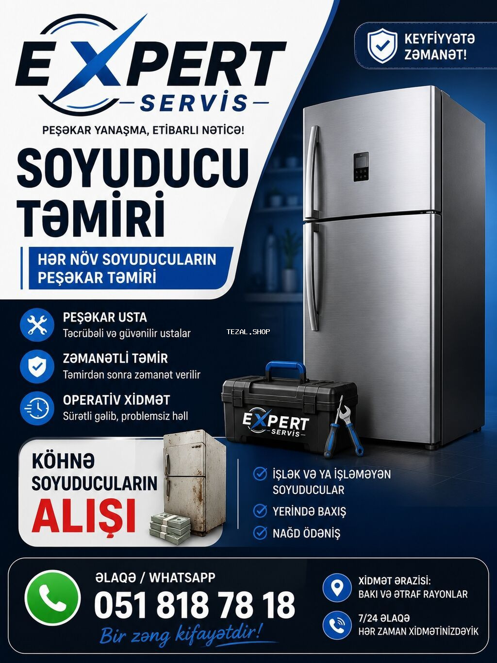 Expert Servis – Soyuducu təmiri və köhnə soyuducuların alışı Bakı — TezAl.shop
